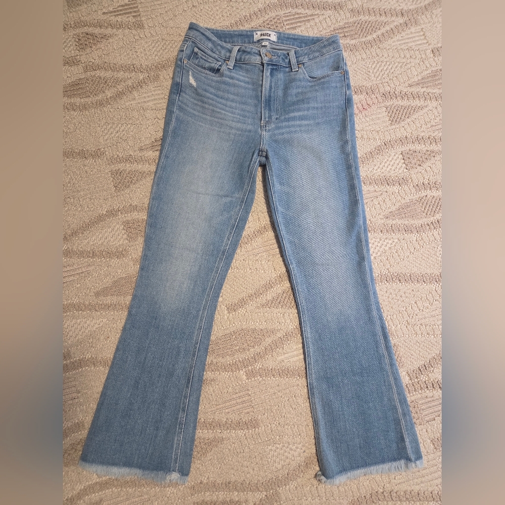 Paige Size 27 Collette Crop Flare Raw Hem Jeans Brand New ! Anthropologie